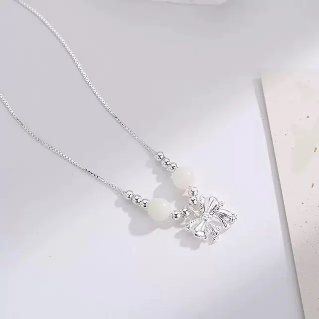 唐述 甜美可爱森系蝴蝶结新中式精致时尚百搭小清新气质好运 合金 项链 女款