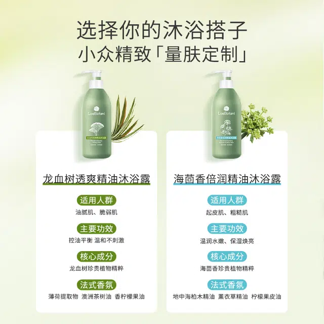 植迷荟 龙血树透爽精油沐浴露 海茴香倍润精油沐浴露组合 两瓶装