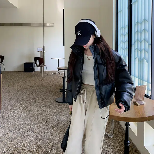 小菊川栗 美式复古上衣女冬短款时尚宽松小个子面包服外套棉服 女款