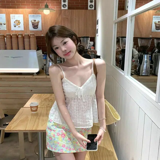 小菊川栗 休闲舒适百搭吊带上衣简约气质优雅半身裙裙装套装 女款