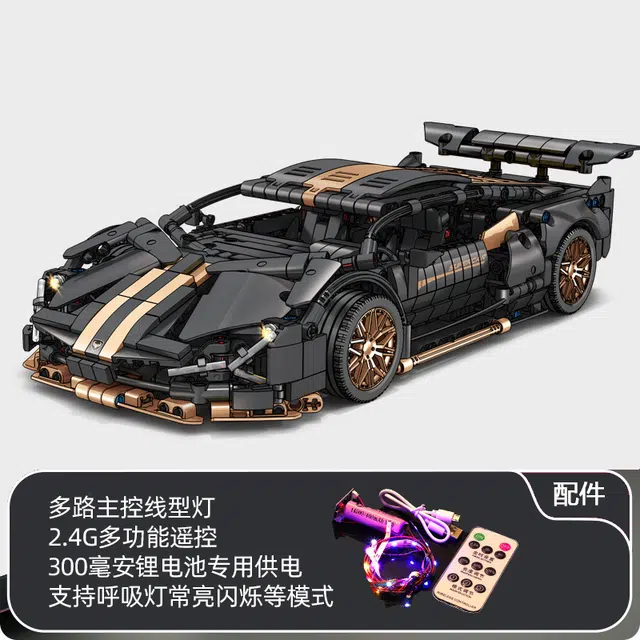 极慧猫 赛博朋克兰博黑金牛积木车 拼装模型