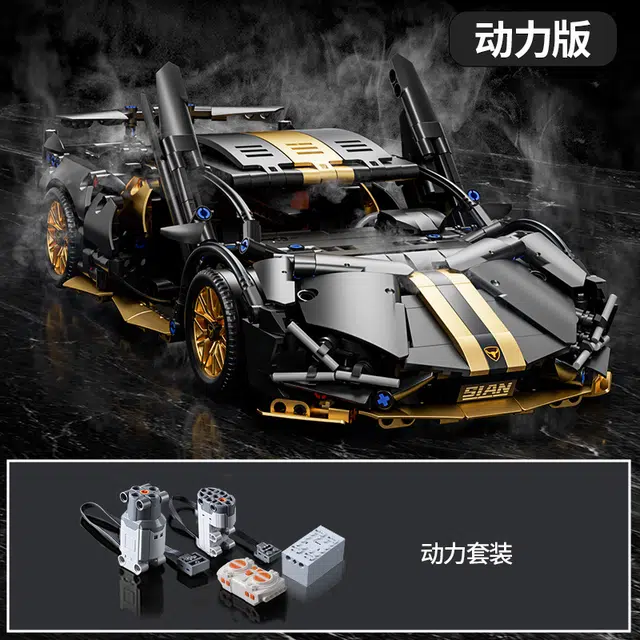 极慧猫 赛博朋克兰博黑金牛积木车 拼装模型