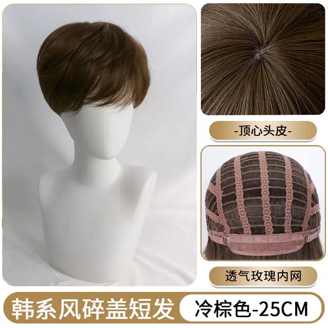 云轻 冷棕色男士头套假发 仿真发显白蓬松刘海