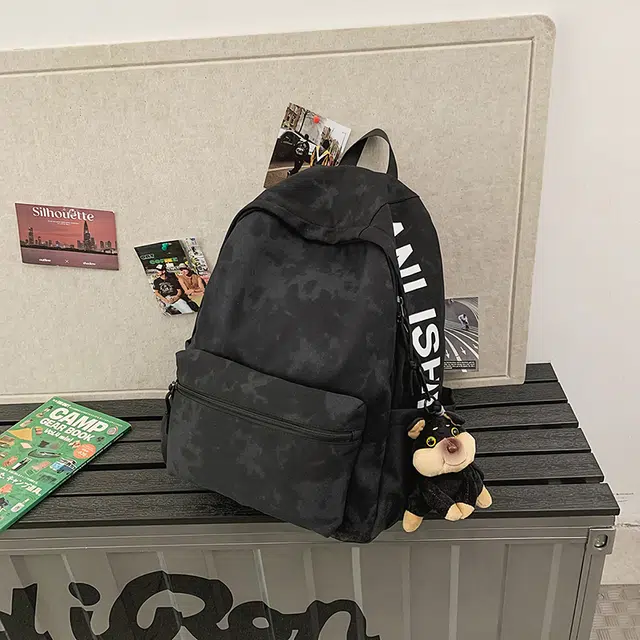 雅鹿 美式复古书包初中高中生上课潮流暗纹大容量大学生百搭休闲旅行电脑背包 尼龙 双肩包 男女同款情侣款 黑色/白色/绿色/红色