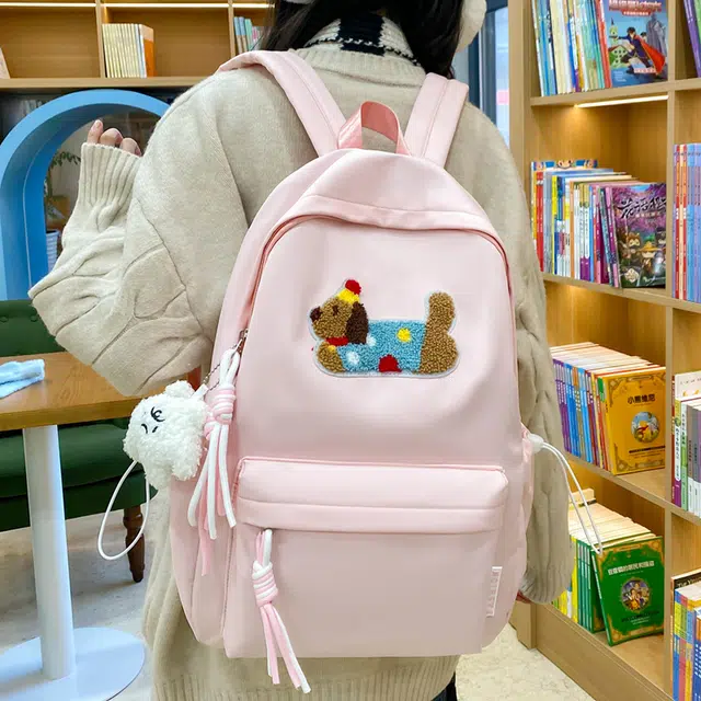 雅鹿 可爱卡通腊肠狗设计学院风百搭简约学生 尼龙 书包背包双肩包 常规 男女同款情侣款 多色