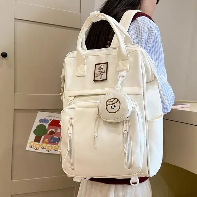 雅鹿 日系小众简约学生 尼龙 书包双肩包 女款 薄荷绿/白色/黑色/酒红色/黄色