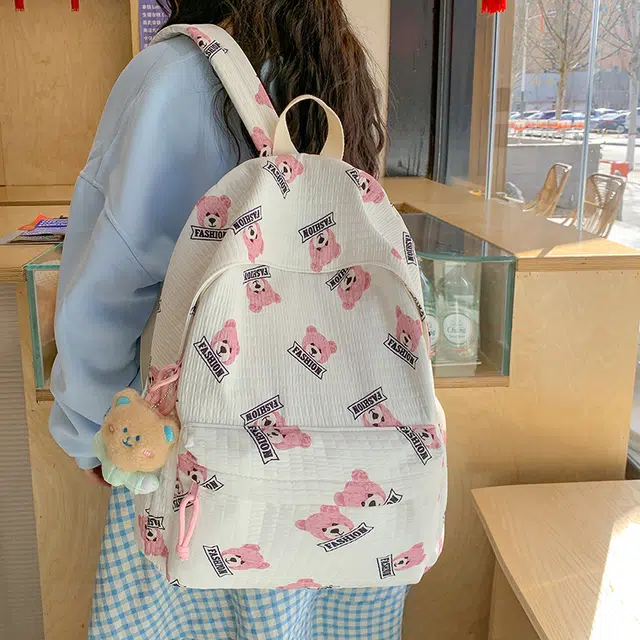 雅鹿 森系印花小熊高颜值上课 牛津纺 双肩包 女款 多色