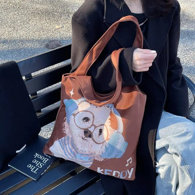 雅鹿 小众卡通可爱设计休闲简约日常 布 单肩包 常规 女款 焦糖色