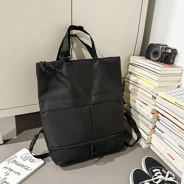 雅鹿 日韩系纯色大容量防泼水小众轻便旅行背包 牛津布 双肩包 男女同款情侣款 黑色/军绿色