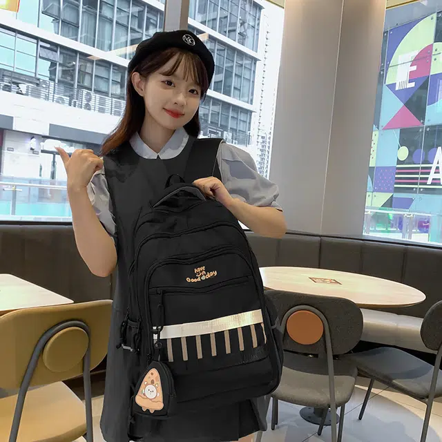 雅鹿 日系撞色钢琴键设计小众时尚 尼龙 双肩包 女款 多色