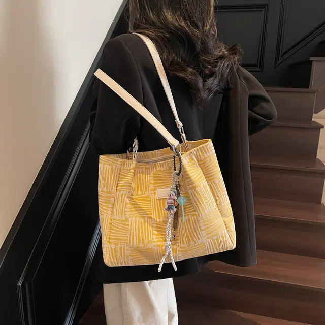 雅鹿 春夏褶皱质感旅行包小众简约时尚通勤 布 斜挎手提单肩包 女款 黄色/蓝色/绿色/咖啡色