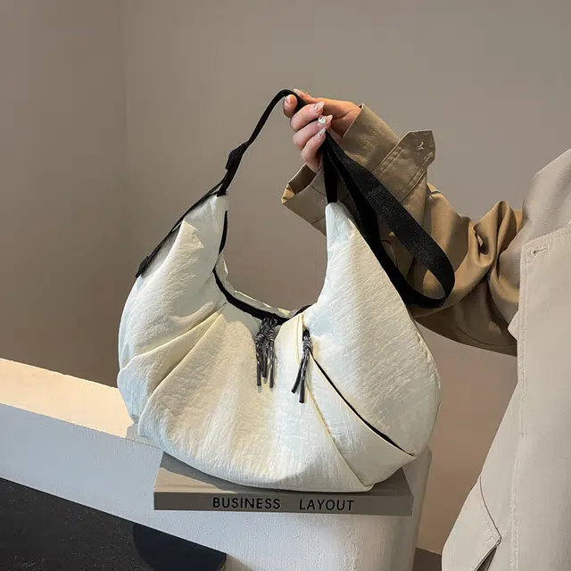 雅鹿 休闲简约日常通勤时尚百搭 布 单肩包 常规 女款 米白色/灰色/黑色/紫色/军绿色/蓝色/粉色