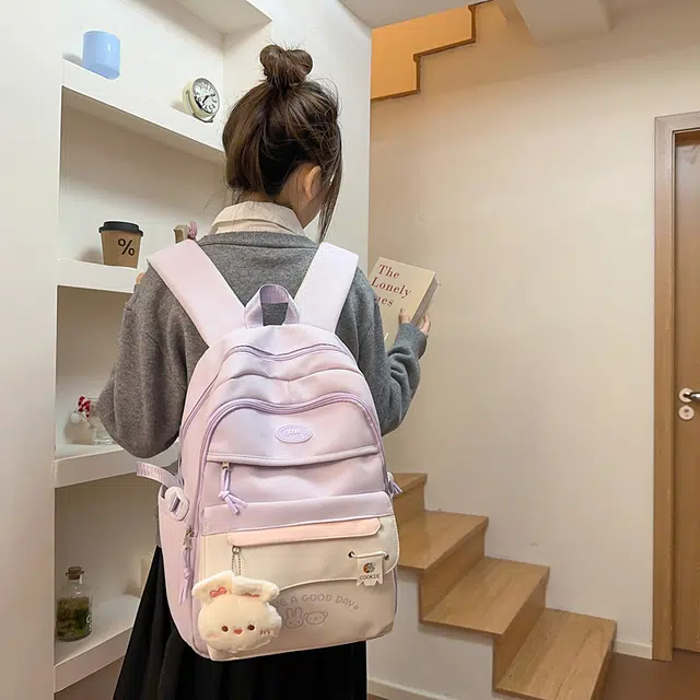雅鹿 日系休闲百搭日常通勤上课背包学院风高颜值大容量 尼龙 双肩包 女款 多色