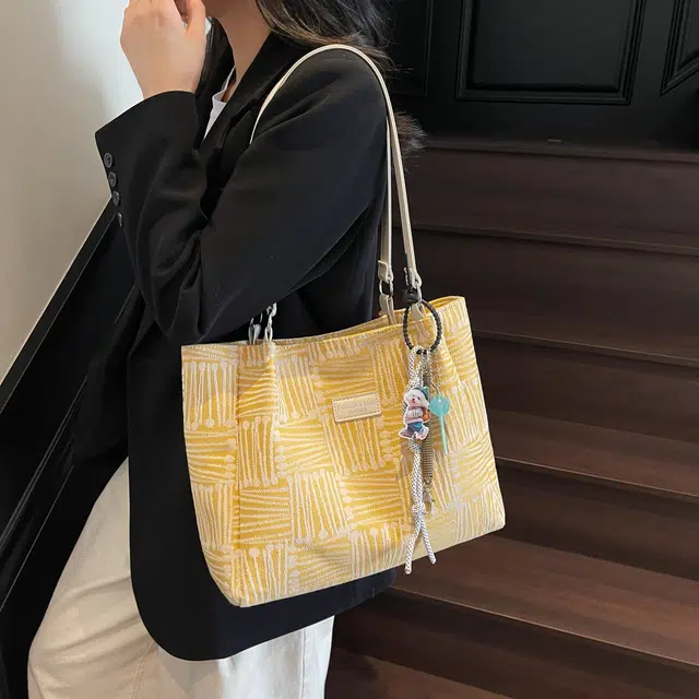 雅鹿 春夏褶皱质感旅行包小众简约时尚通勤 布 斜挎手提单肩包 女款 黄色/蓝色/绿色/咖啡色