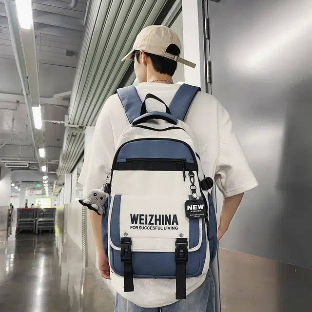 雅鹿 小众拼接个性印花时尚百搭帆布耐磨大容量多隔层学生书包旅行包青春活力校园风 尼龙 双肩包 常规 男女同款情侣款 多色