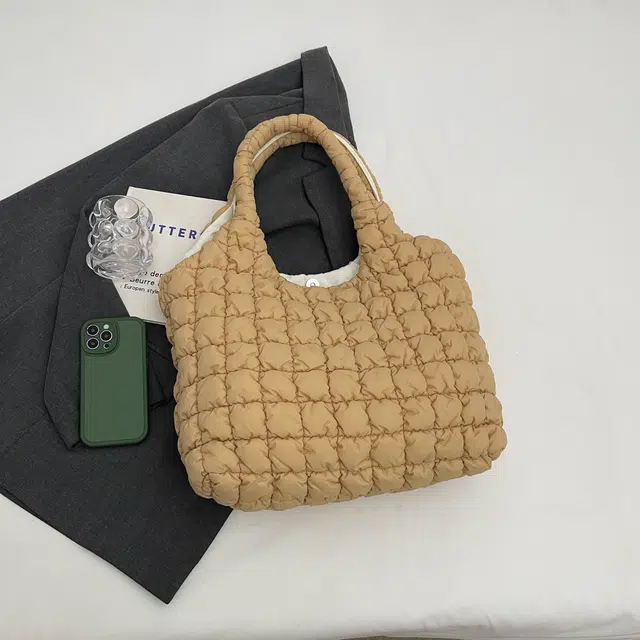 雅鹿 大容量百搭休闲格子包购物袋通勤托特包 布 单肩包 常规 女款 黑色/米白/粉色/卡其色
