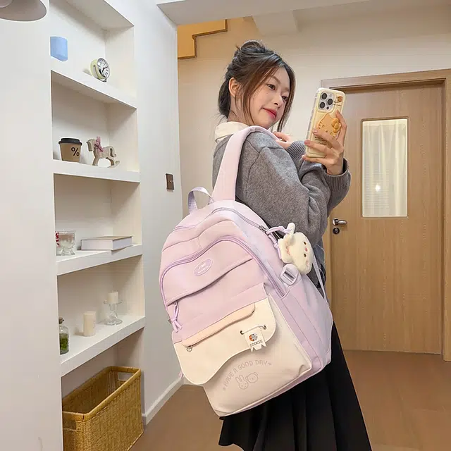 雅鹿 日系休闲百搭日常通勤上课背包学院风高颜值大容量 尼龙 双肩包 女款 多色