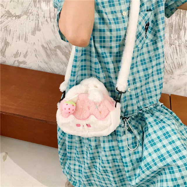 雅鹿 时尚可爱高颜值小众 丝绒 手提包 女款 粉色/棕色