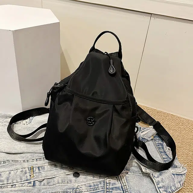 雅鹿 休闲时尚小众高级感通勤 水洗布 双肩包 女款 黑色/粉色/灰色/桔色/卡其色/紫色