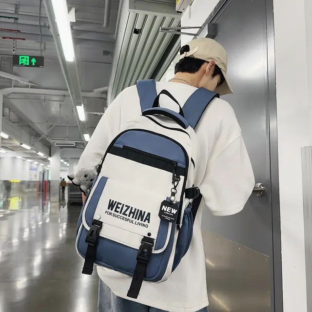 雅鹿 小众拼接个性印花时尚百搭帆布耐磨大容量多隔层学生书包旅行包青春活力校园风 尼龙 双肩包 常规 男女同款情侣款 多色
