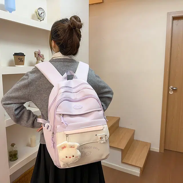 雅鹿 日系休闲百搭日常通勤上课背包学院风高颜值大容量 尼龙 双肩包 女款 多色