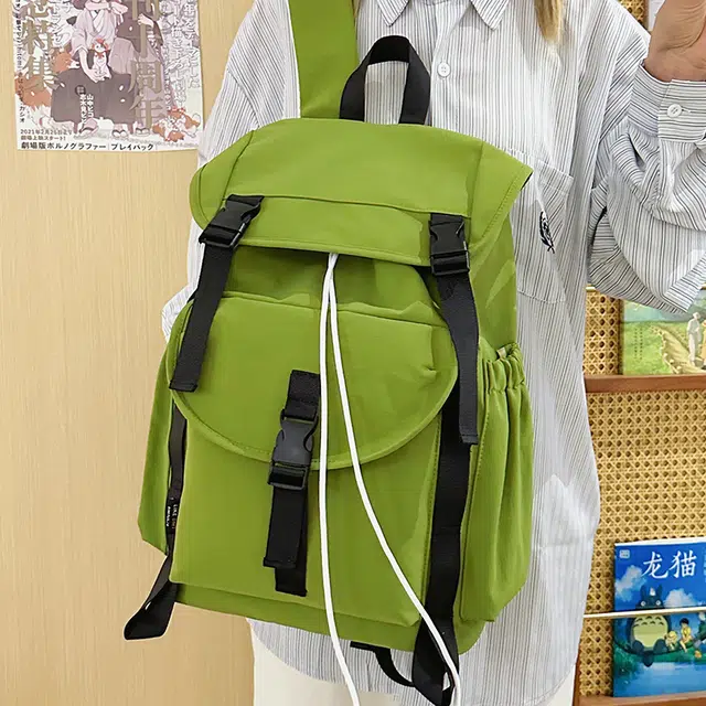 雅鹿 潮酷纯色耐脏耐磨 尼龙 双肩包 常规 男女同款情侣款 绿色/卡其/灰色/黑色