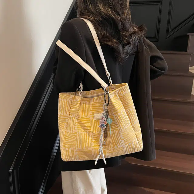 雅鹿 春夏褶皱质感旅行包小众简约时尚通勤 布 斜挎手提单肩包 女款 黄色/蓝色/绿色/咖啡色