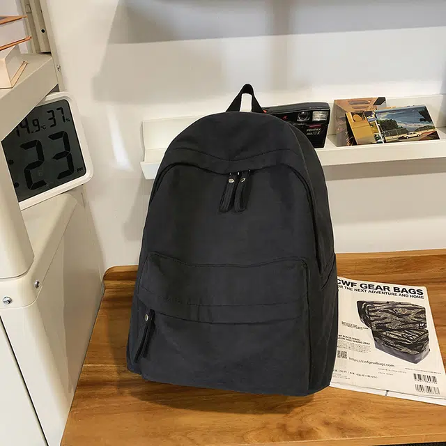 雅鹿 日韩系纯色极简风无印初高中大学生书包轻便旅行 尼龙 双肩包 男女同款情侣款 多色