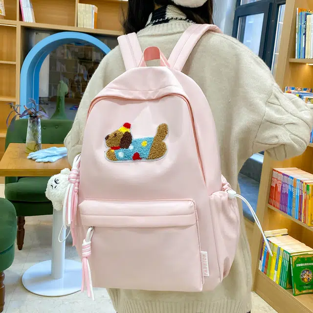 雅鹿 可爱卡通腊肠狗设计学院风百搭简约学生 尼龙 书包背包双肩包 常规 男女同款情侣款 多色