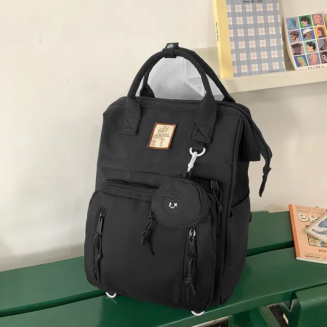 雅鹿 日系小众简约学生 尼龙 书包双肩包 女款 薄荷绿/白色/黑色/酒红色/黄色