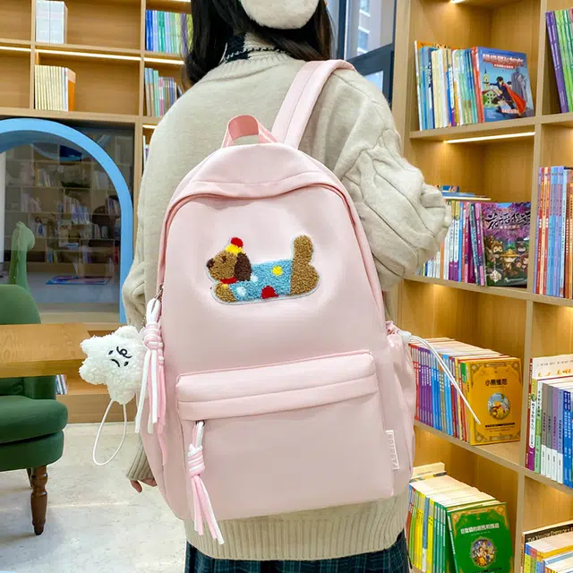 雅鹿 可爱卡通腊肠狗设计学院风百搭简约学生 尼龙 书包背包双肩包 常规 男女同款情侣款 多色