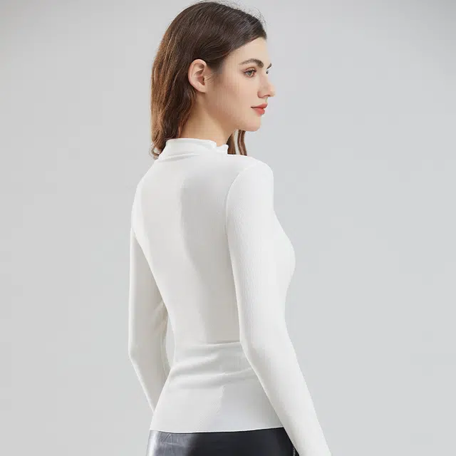 慕梵度 半高领衫女士长袖舒适内搭修身秋冬季高级感中领保暖上装 女款