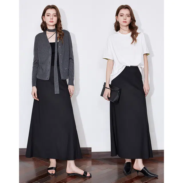 初语 舒适百搭纯色简约休闲长裙 女款