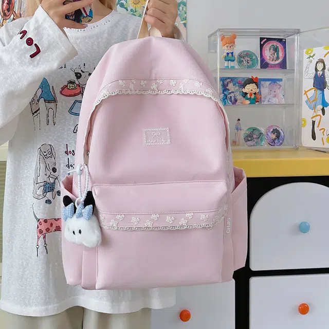 木木兔 书包女初中生高中生大容量轻便小学生旅行背包  经典时尚小众设计 高级感 休闲拉链开合 尼龙布 双肩包 常规 紫色