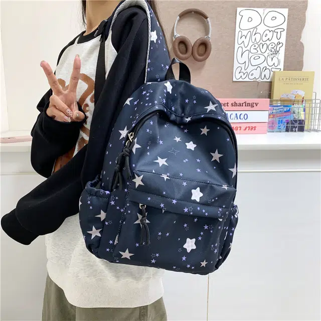 木木兔 书包女初中生高中学生大容量轻便 小 休闲 牛津纺 双肩包 常规 白色