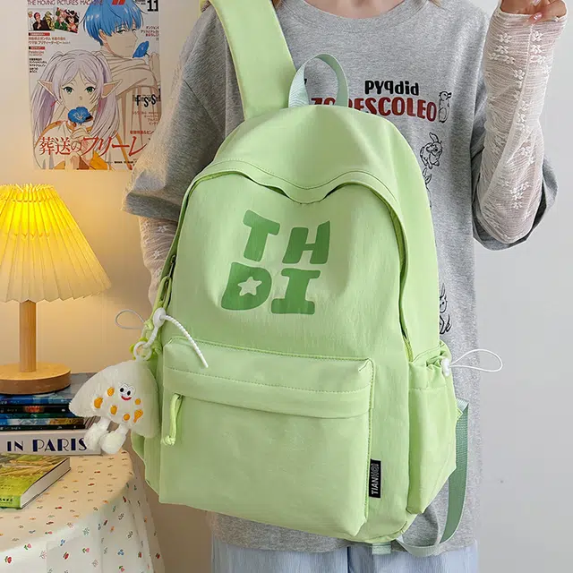木木兔 书包女生初中生超大容量中学生高中小学生轻便减负  经典时尚小众设计 高级感 休闲拉链开合 尼龙布 双肩包 常规 卡其色