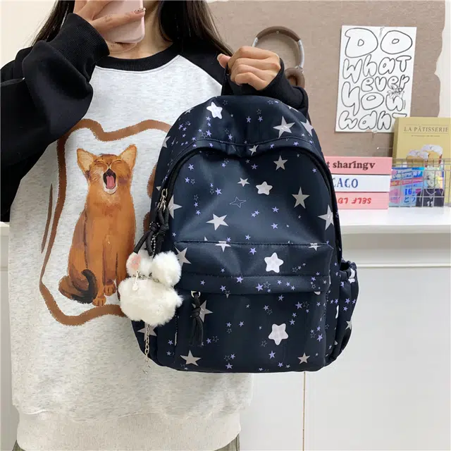木木兔 书包女初中生高中学生大容量轻便 小 休闲 牛津纺 双肩包 常规 白色