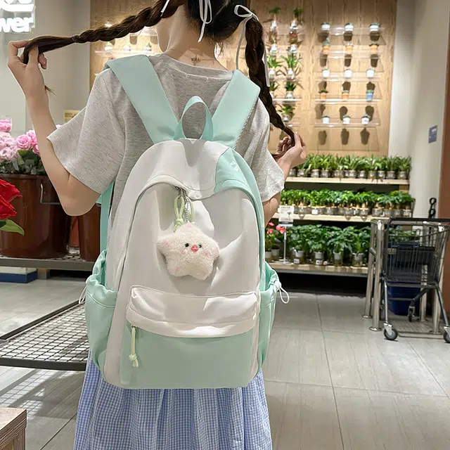 木木兔 书包女生高中超大容量中学生初中生小学生轻便 经典时尚小众设计 高级感 尼龙布 双肩包 常规 白色