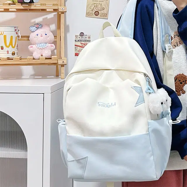 木木兔 书包女生初中生超大容量中学生高中小学生轻便减负  经典时尚小众设计 高级感 休闲拉链开合 尼龙布 双肩包 常规 黄色