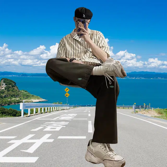 木木兔 百搭竖条纹休闲透气时尚简约轻便轻便简约日系潮流宽松短袖衬衫 男款