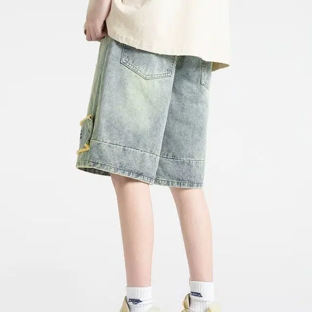 木木兔 时尚百搭简约潮流宽松基础款牛仔短裤 男款