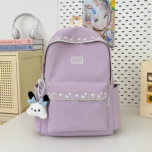 木木兔 书包女初中生高中生大容量轻便小学生旅行背包  经典时尚小众设计 高级感 休闲拉链开合 尼龙布 双肩包 常规 紫色