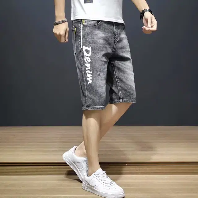 木木兔 复古男士简约设计运动风格五分裤牛仔短裤 男款