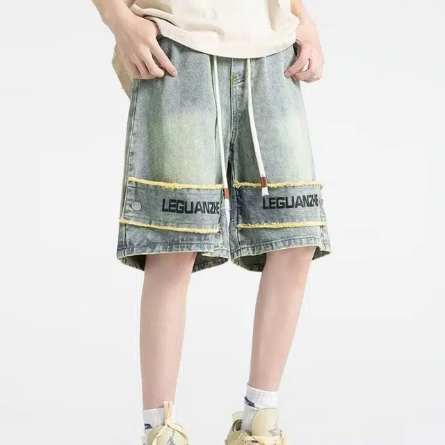 木木兔 时尚百搭简约潮流宽松基础款牛仔短裤 男款