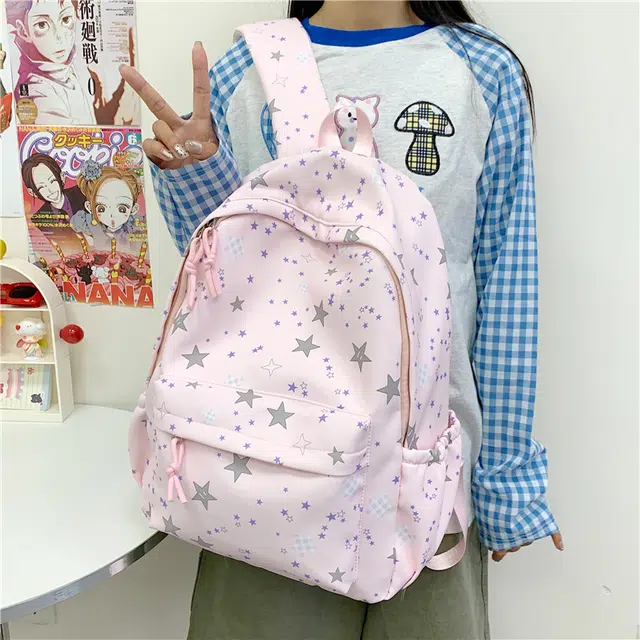木木兔 书包女初中生高中学生大容量轻便 小 休闲 牛津纺 双肩包 常规 白色