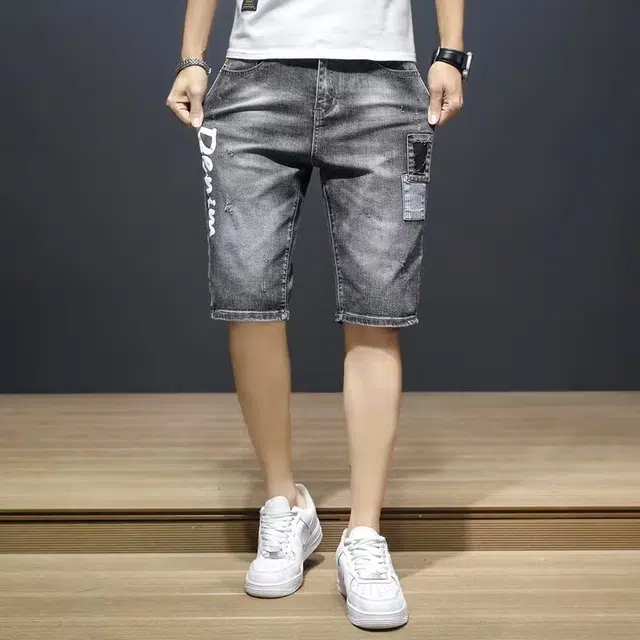 木木兔 复古男士简约设计运动风格五分裤牛仔短裤 男款