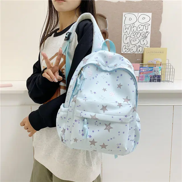 木木兔 书包女初中生高中学生大容量轻便 小 休闲 牛津纺 双肩包 常规 白色