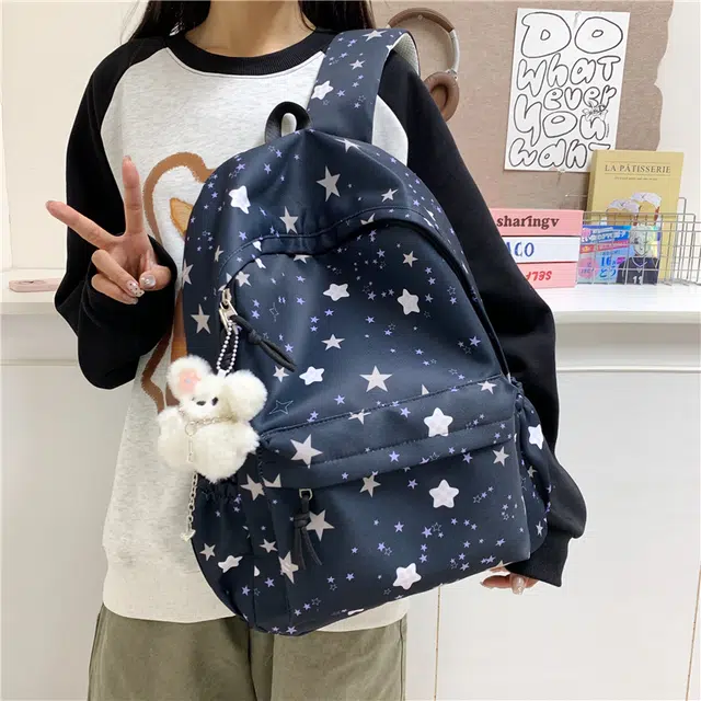 木木兔 书包女初中生高中学生大容量轻便 小 休闲 牛津纺 双肩包 常规 白色