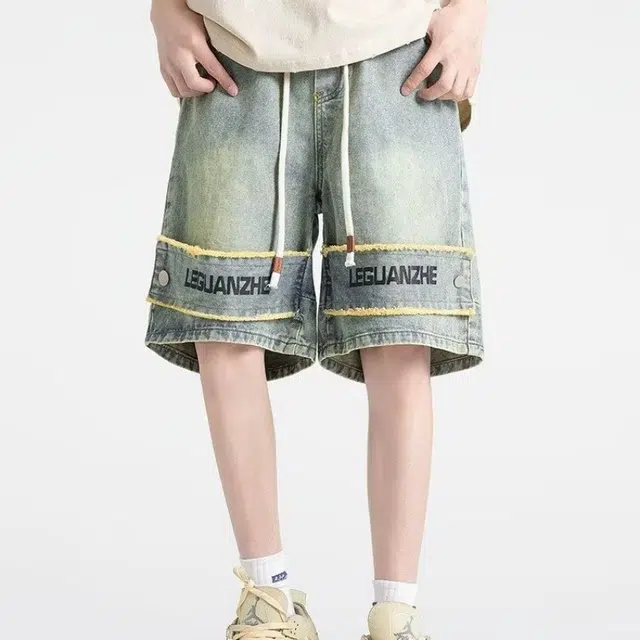 木木兔 时尚百搭简约潮流宽松基础款牛仔短裤 男款