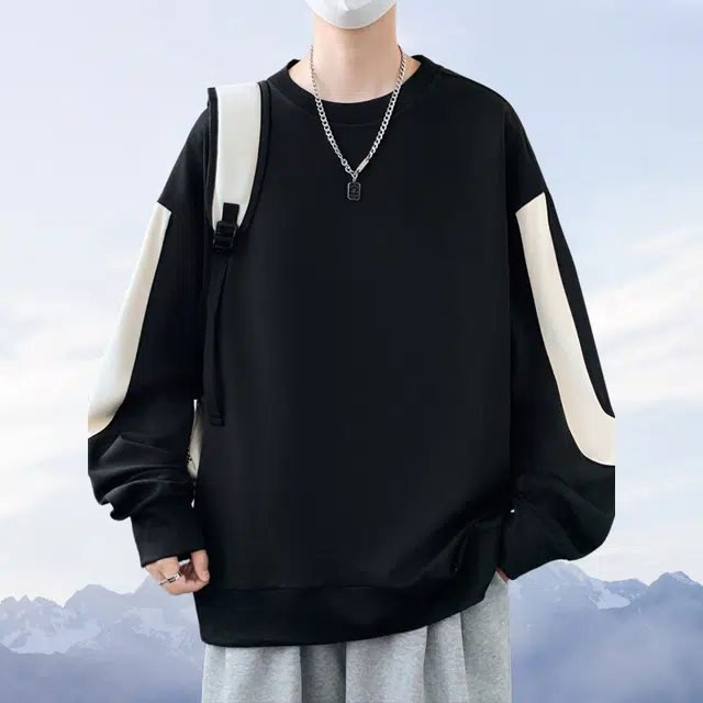 木木兔 休闲运动宽松落肩袖圆领长袖卫衣 男款